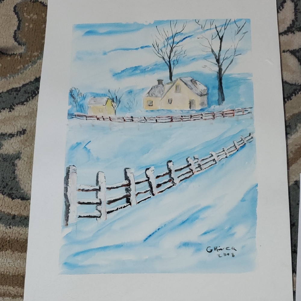 Winter Landscape Art Print by Unknown Artist